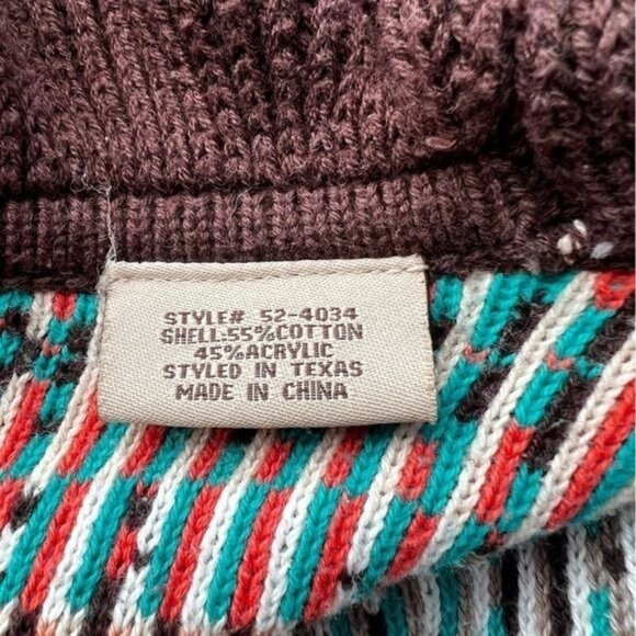 Powder River Outfitters Womens Ruffle Knit Cardigan Size L Brown Southwestern Pr - Picture 8 of 11